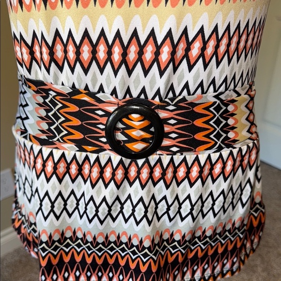 George Shirt Orange Brown Multicolor Geometric Patterned Blouse Women's Sz S - Picture 3 of 7